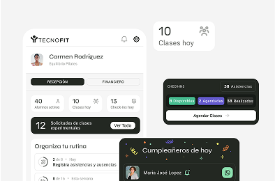 Aplicativo do aluno de pilates booking system Tecnofit