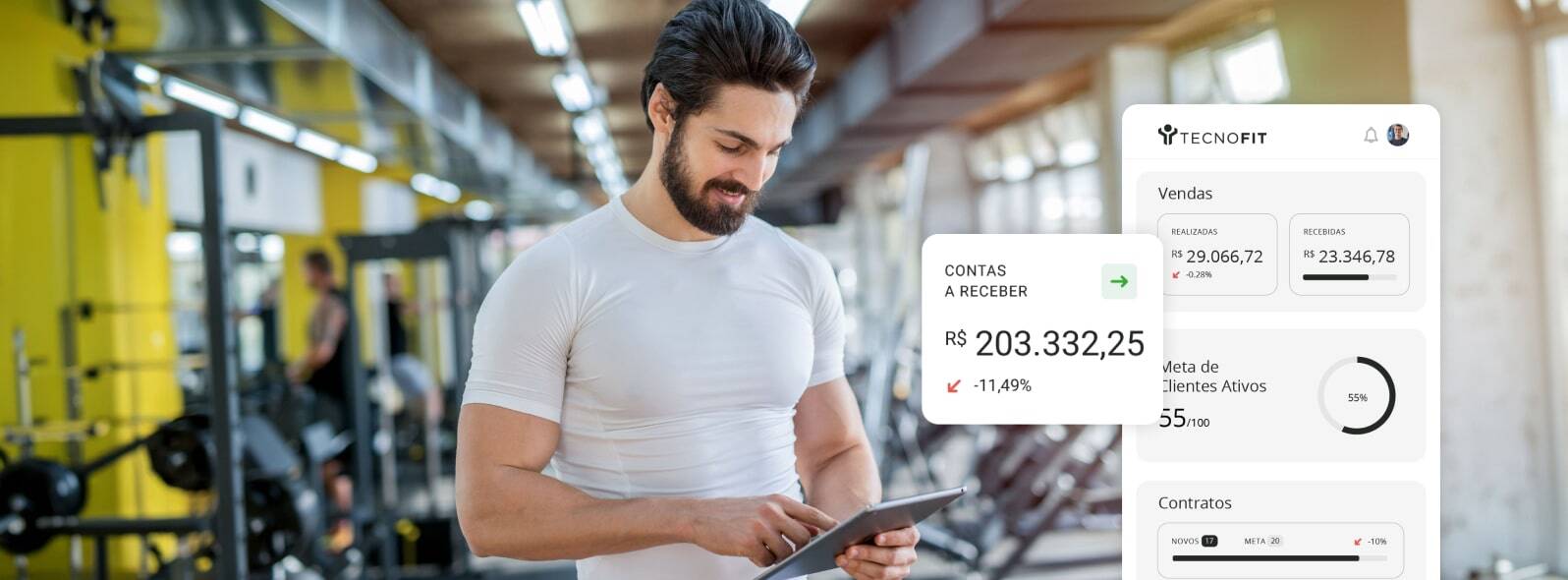 Gestor de academia usando o sistema Tecnofit